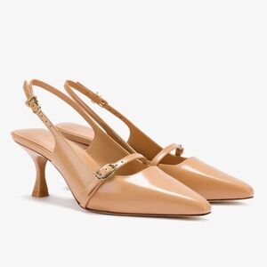 NWOT Larroude Ines Pump In Tan Patent Leather Size 8 New